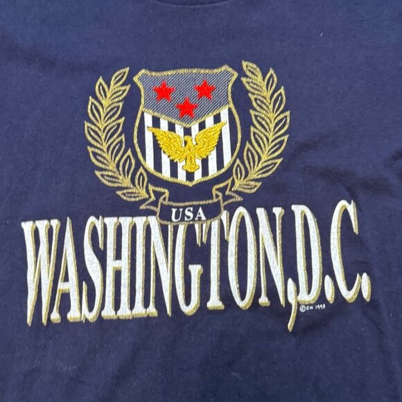 VTG Washington DC T Shirt Size L Single Stitch 1993 Blue American Crest Eagle St - Picture 4 of 12